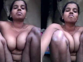 Horny country girl strips for her lover in the village
