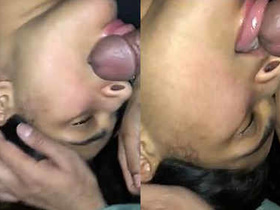 Pakistani couple enjoys nighttime oral sex and boob play