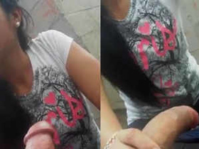 Girlfriend gives a quick blowjob and gets fucked hard