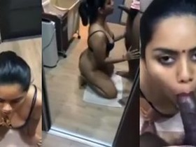 A Desi wife gives a satisfying blowjob to her coworker friend in a hotel