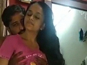 Indian couple enjoys romantic sex with foreplay and boob pressing