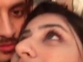 Desi aunty's big boobs pressed hard by lover