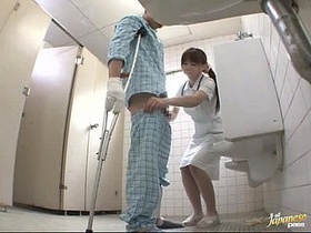 Japanese nurse performs a dramatic sample removal on a relative in this video